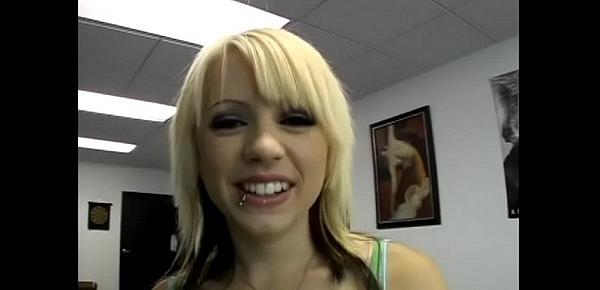  Sexy young blond with lip piercing Lexi Belle rides dick from POV